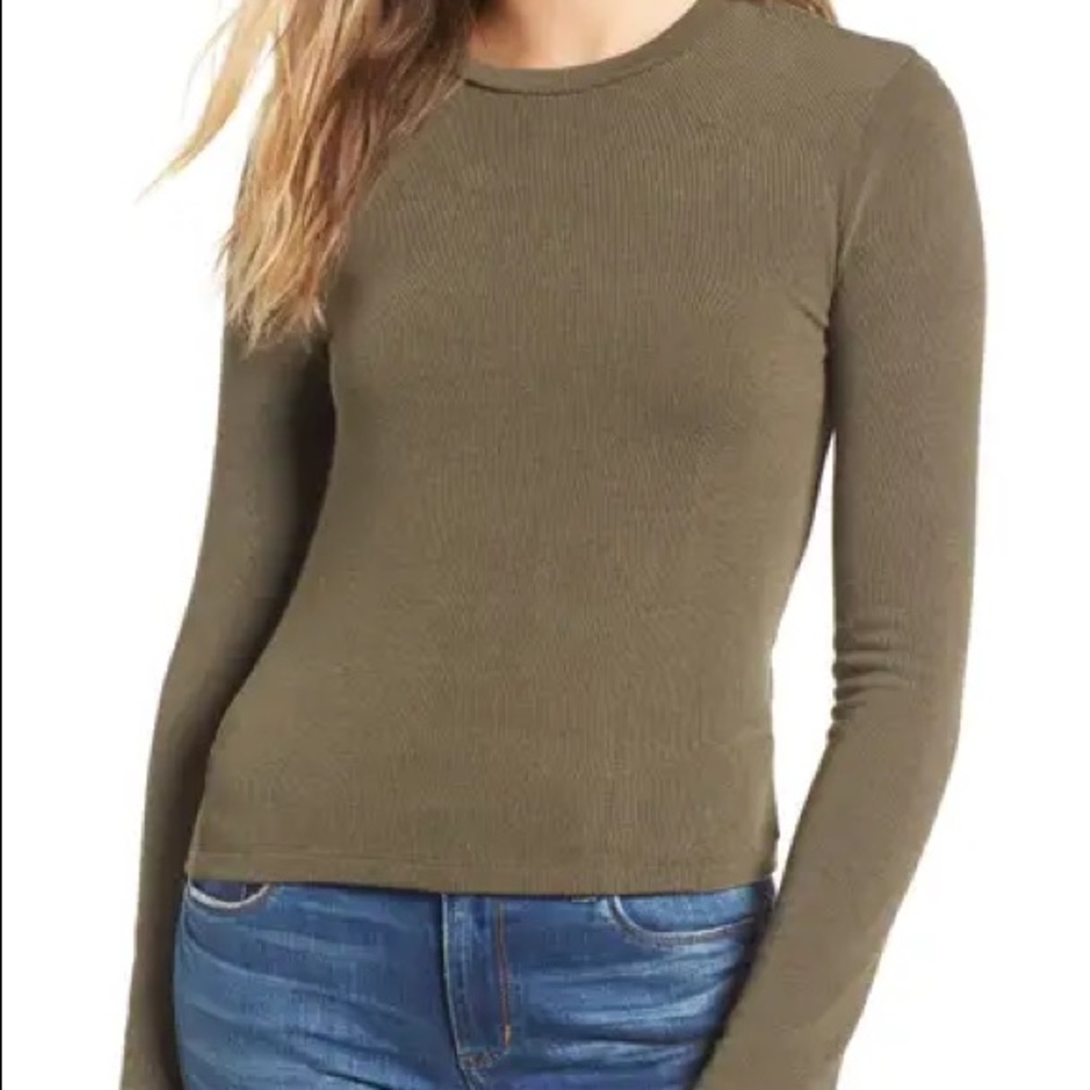 Nordstrom Lush Olive Long Sleeve Tee Size Small